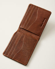 Textured Embossed Bifold Leather Wallet - Tan