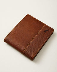 Textured Embossed Bifold Leather Wallet - Tan