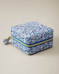 Palm Cove Square Travel Jewelry Box - Blue