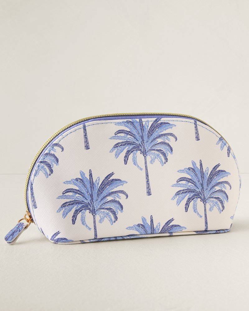 Palm Banks Cosmetic Travel Case - Blue Palm