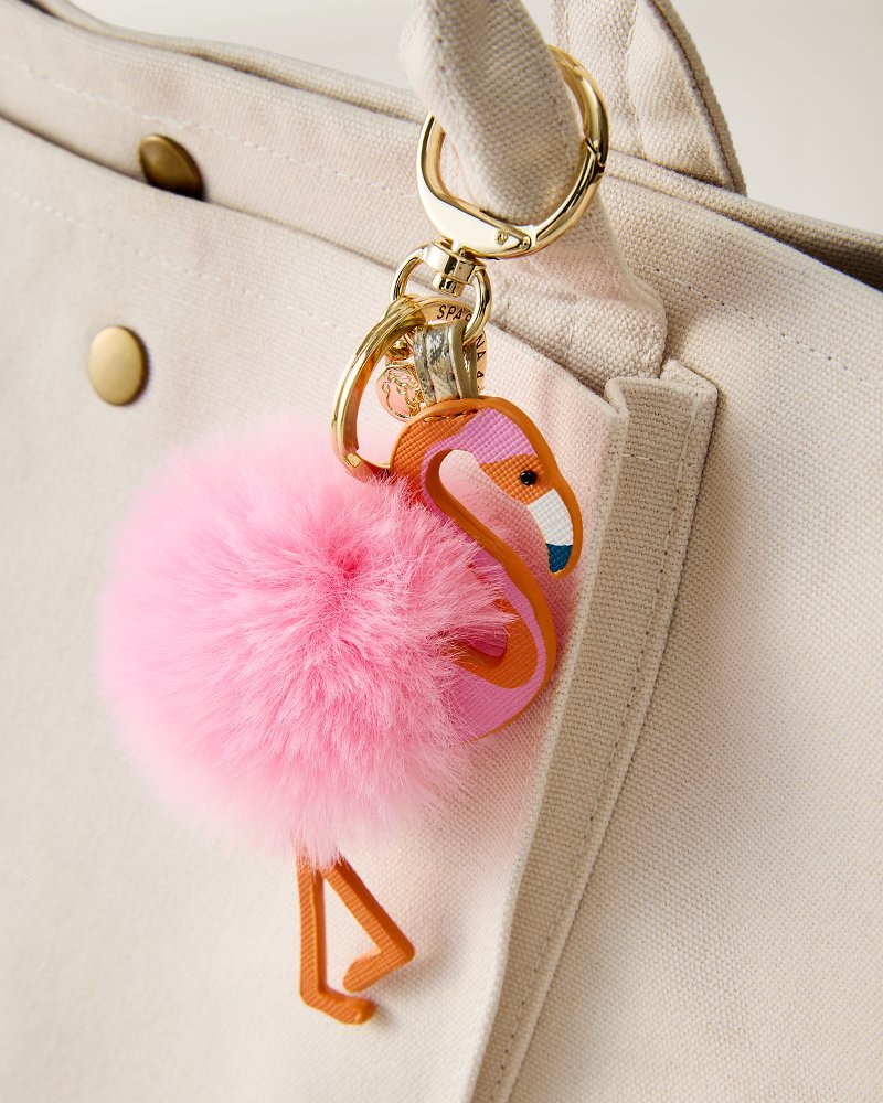 Spartina Flamingo Poof Icon Keychain - Pink