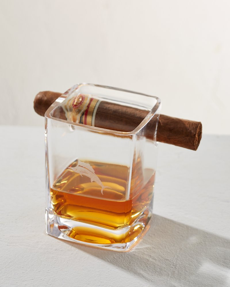 Etched Marlin Corkcicle® Cigar Glass - Clear