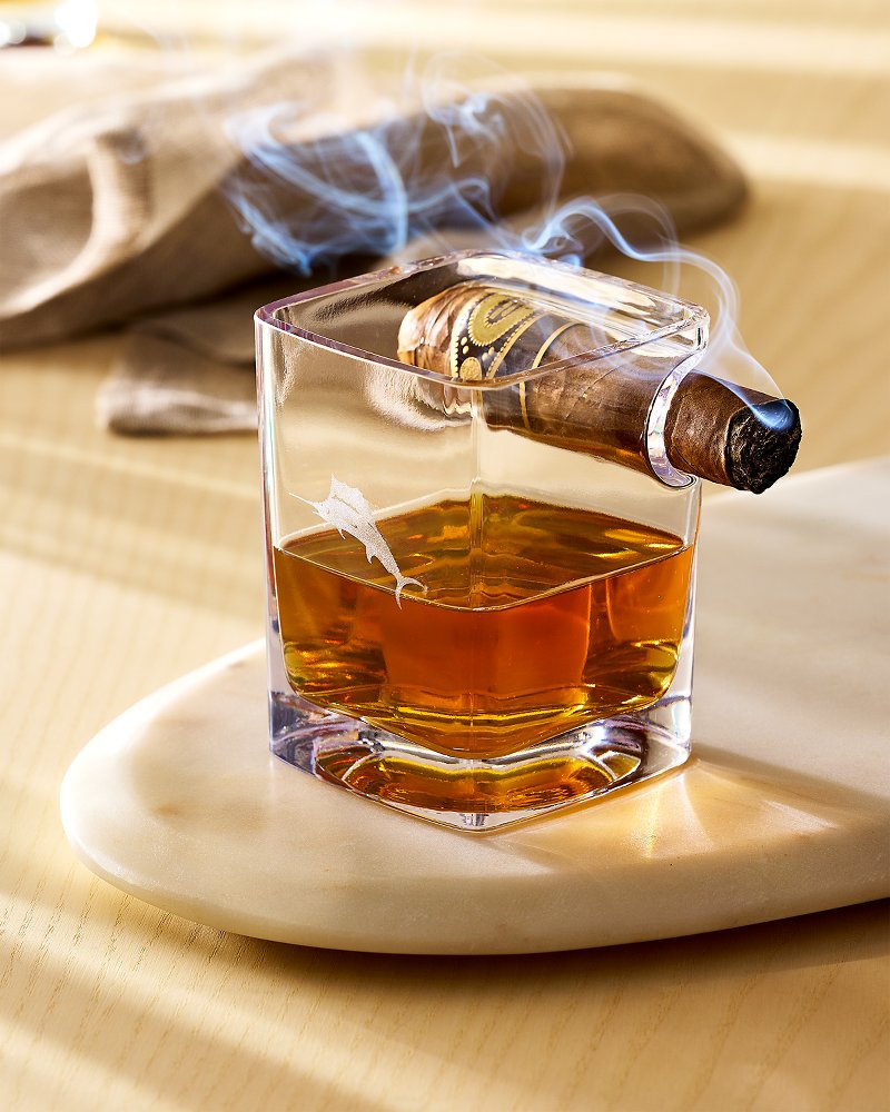 Etched Marlin Corkcicle® Cigar Glass - Clear