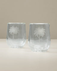 Stemless Palm Tree 12-oz. Wine Glasses - Set of 2 - Clear