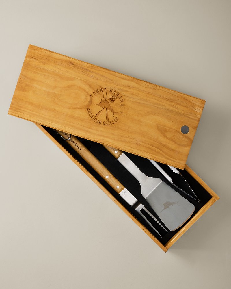 Tommy Bahama Bamboo BBQ Tool Set - Natural