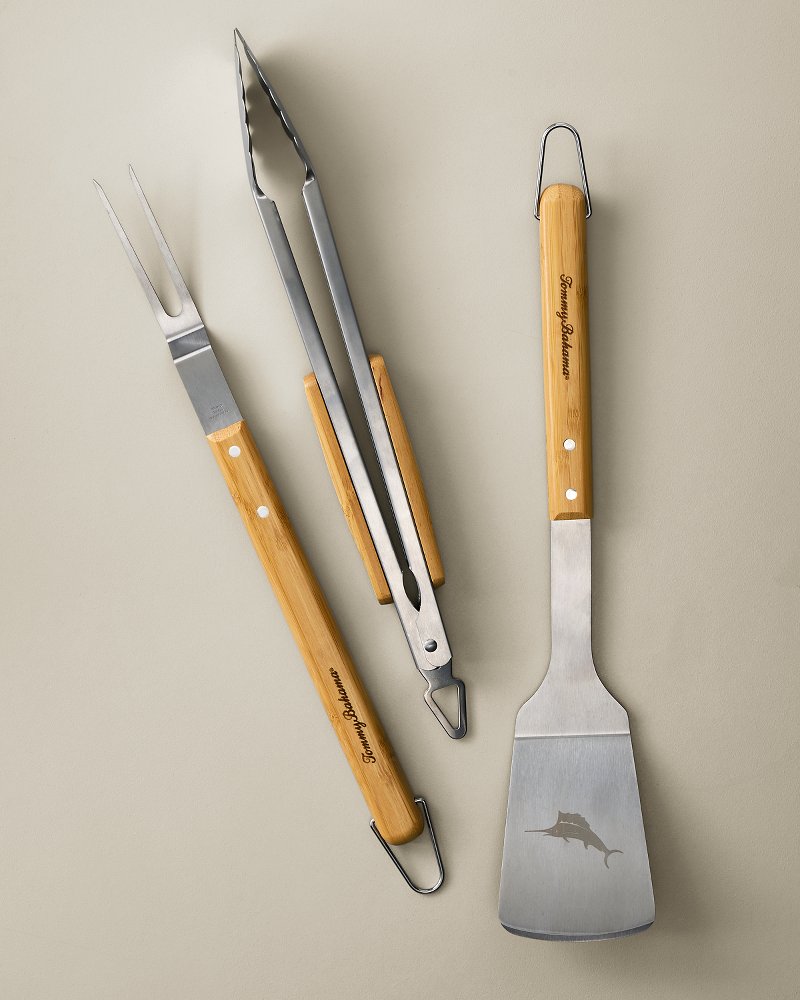 Tommy Bahama Bamboo BBQ Tool Set - Natural