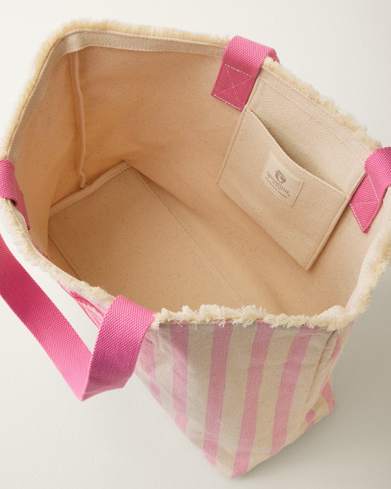 Spartina Pink Palm Embroidered Beach Tote - Pink Palms
