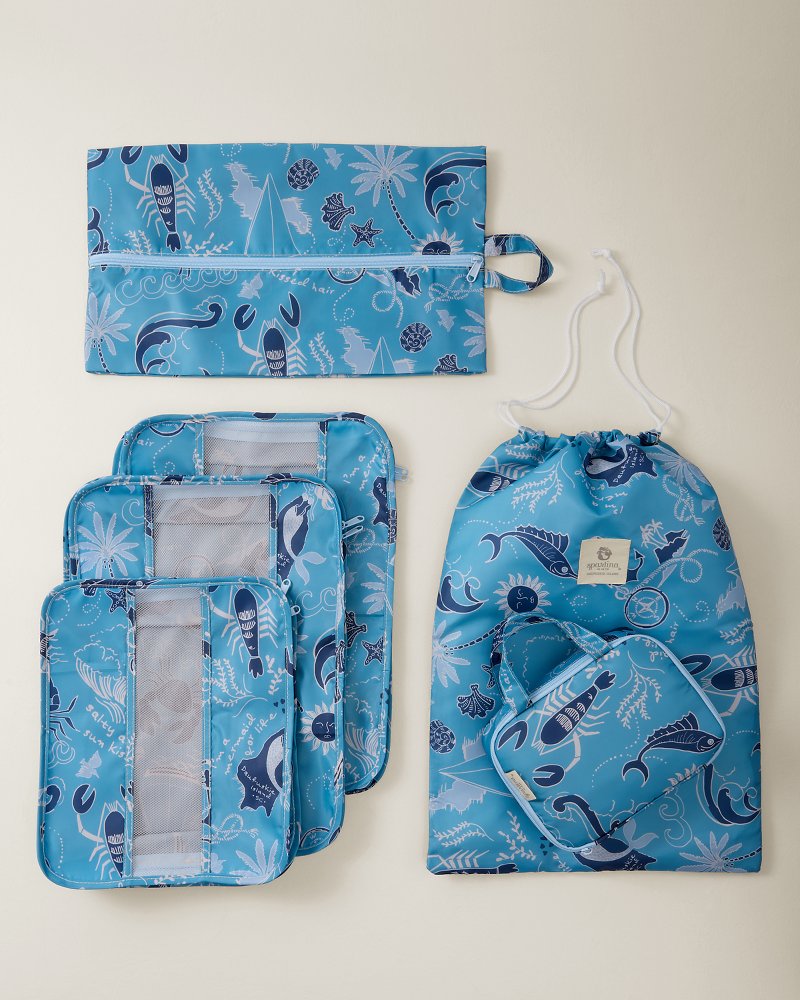 Spartina Overboard 6-Piece Packing Cube Set - Overboard Blue