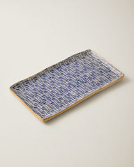 Terrafirma Small Rattan Stacking Tray - Cobalt