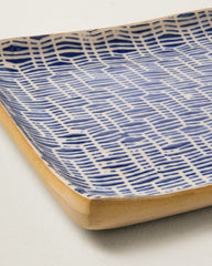 Terrafirma Small Rattan Stacking Tray - Cobalt