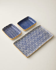 Terrafirma Small Rattan Stacking Tray - Cobalt