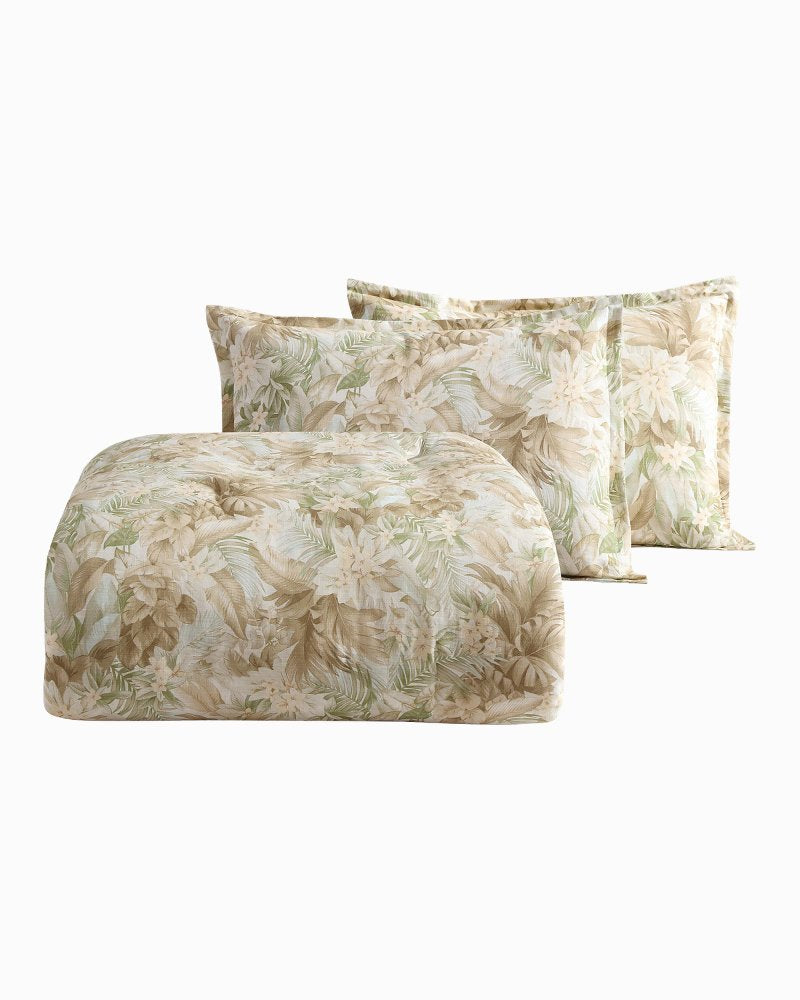 Palm Paradise Reversible 3-Piece Full/Queen Comforter Set - Sage Green