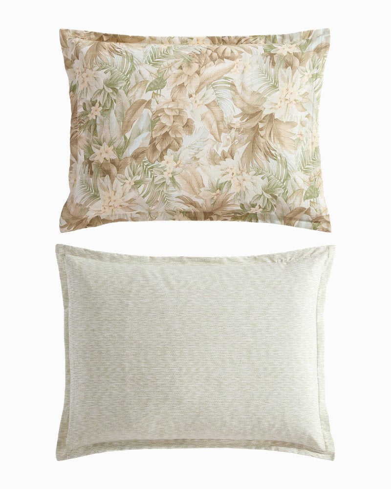 Palm Paradise Reversible 3-Piece Full/Queen Comforter Set - Sage Green