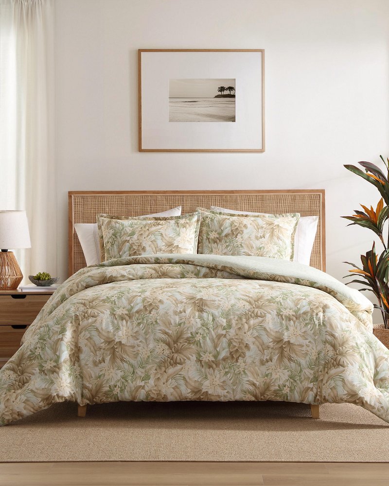 Palm Paradise Reversible 3-Piece Full/Queen Comforter Set - Sage Green
