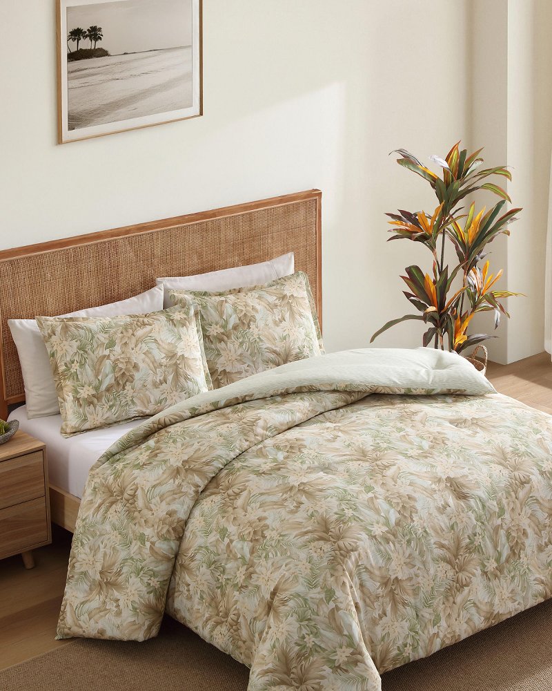 Palm Paradise Reversible 3-Piece King Comforter Set - Sage Green