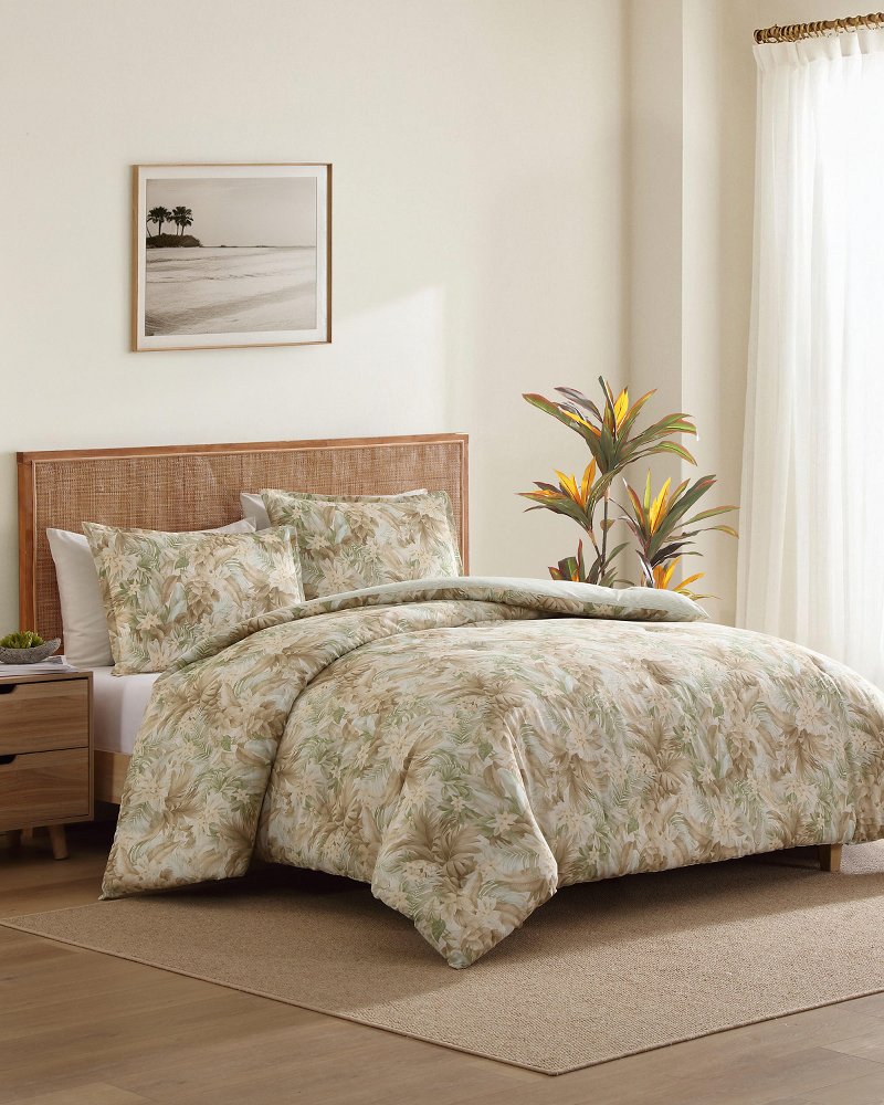 Palm Paradise Reversible 3-Piece King Comforter Set - Sage Green