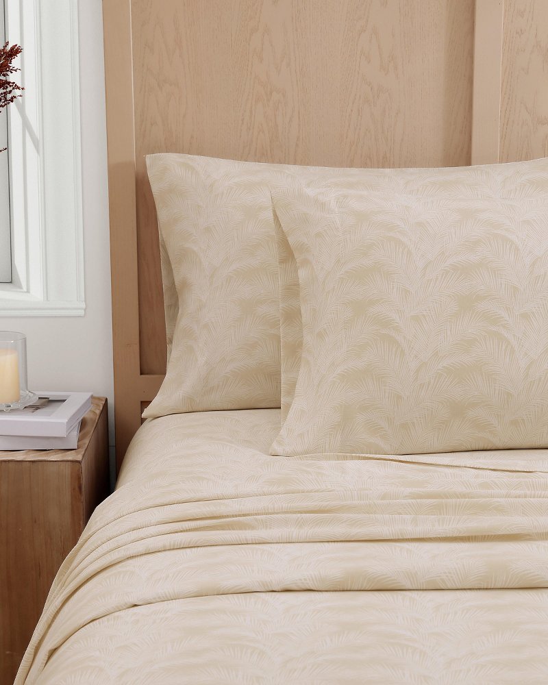 Island Estate All Over Palms 4-Piece King Sheet Set - Golden