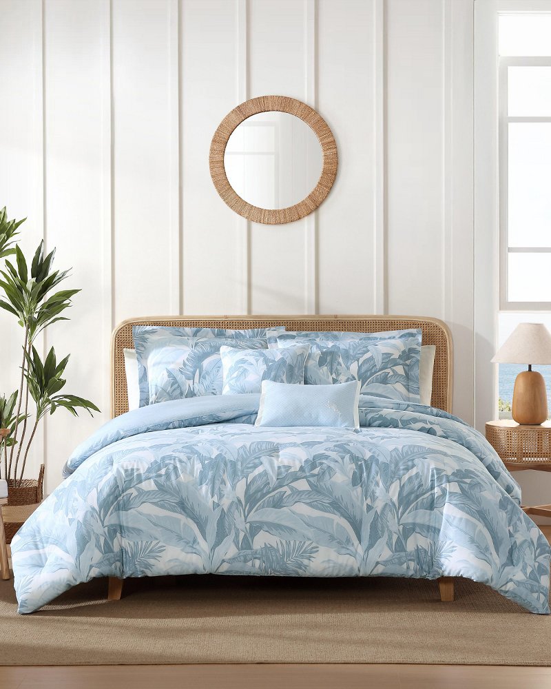 Palm Serenity Reversible 5-Piece Full/Queen Comforter Set - Blue