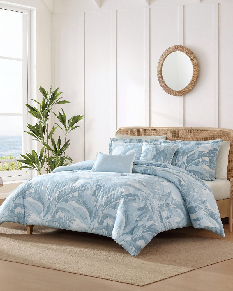 Palm Serenity Reversible 5-Piece King Comforter Set - Blue