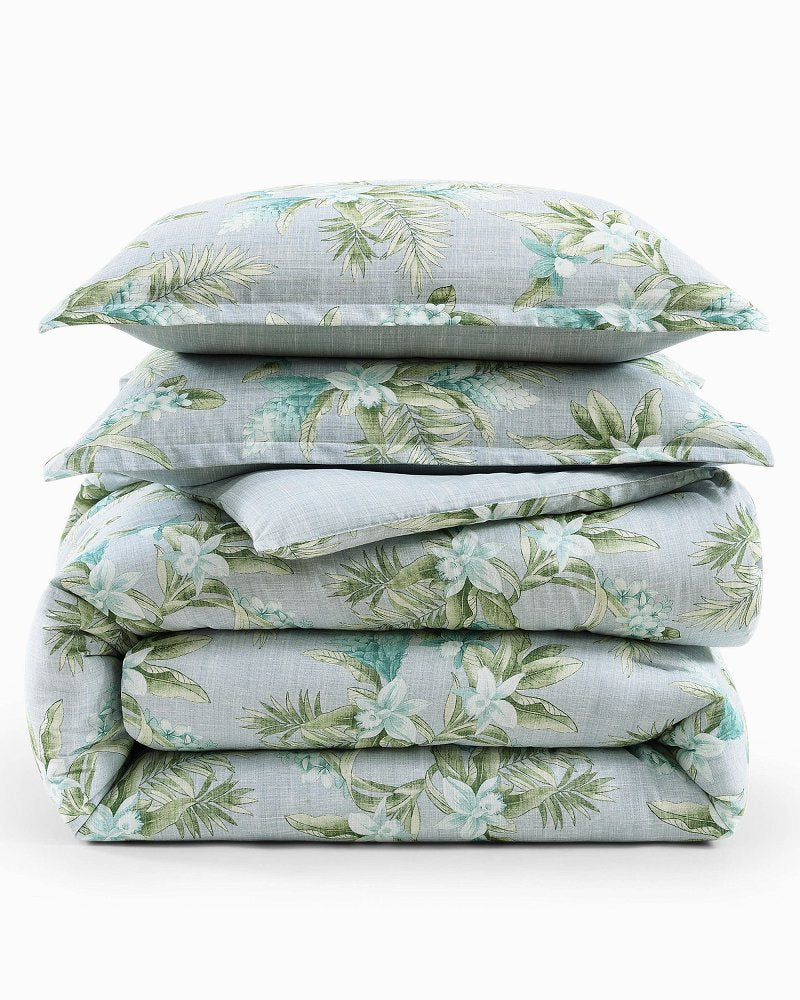 Floral Enchantment Reversible 3-Piece Full/Queen Comforter Set - Light Blue/Aqua