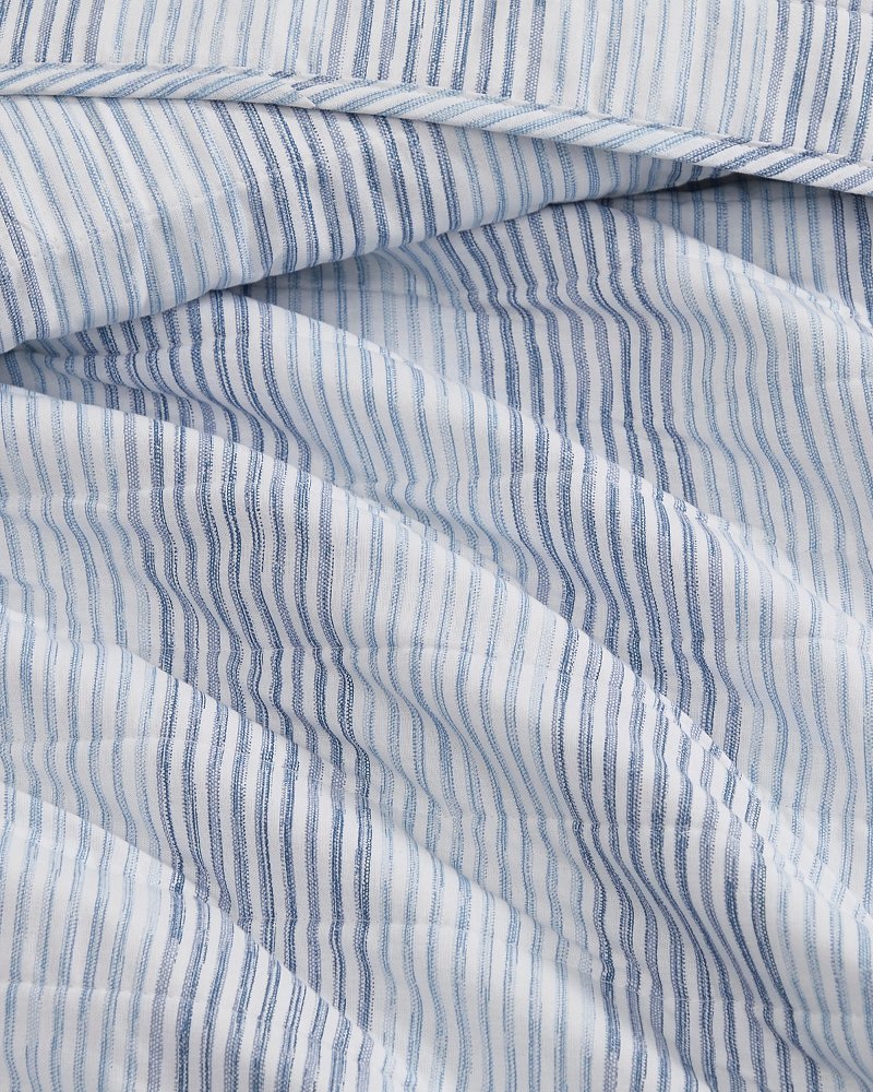 Bahama Weekend Stripe 3-Piece King Quilt Set - Island Blue
