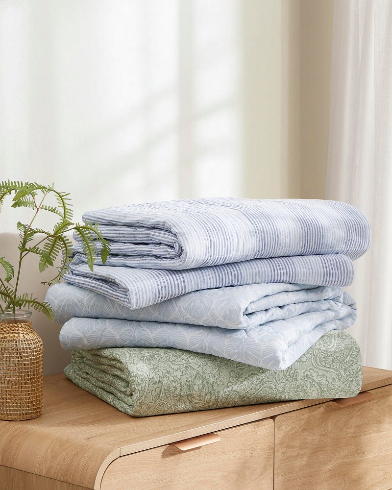 Bahama Weekend Stripe 3-Piece King Quilt Set - Island Blue