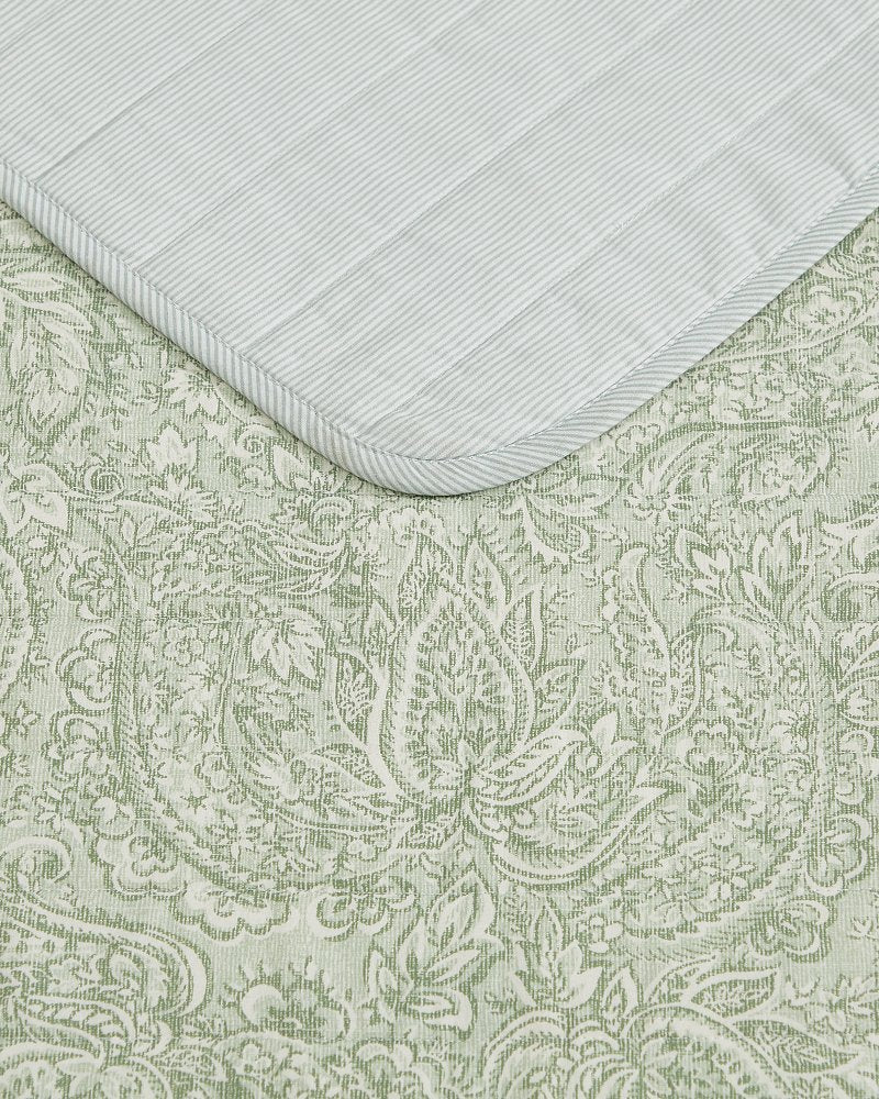 Caicos Isle Reversible 3-Piece Full/Queen Quilt Set - Spring Green