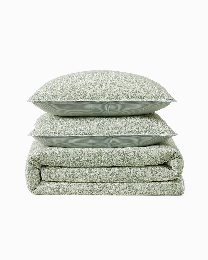 Caicos Isle Reversible 3-Piece Full/Queen Quilt Set - Spring Green