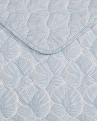 Line Palms 3-Piece Full/Queen Quilt Set - White/Blue