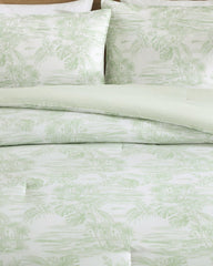 Beach Toile Reversible 3-Piece Full/Queen Comforter Set - Pistachio Green