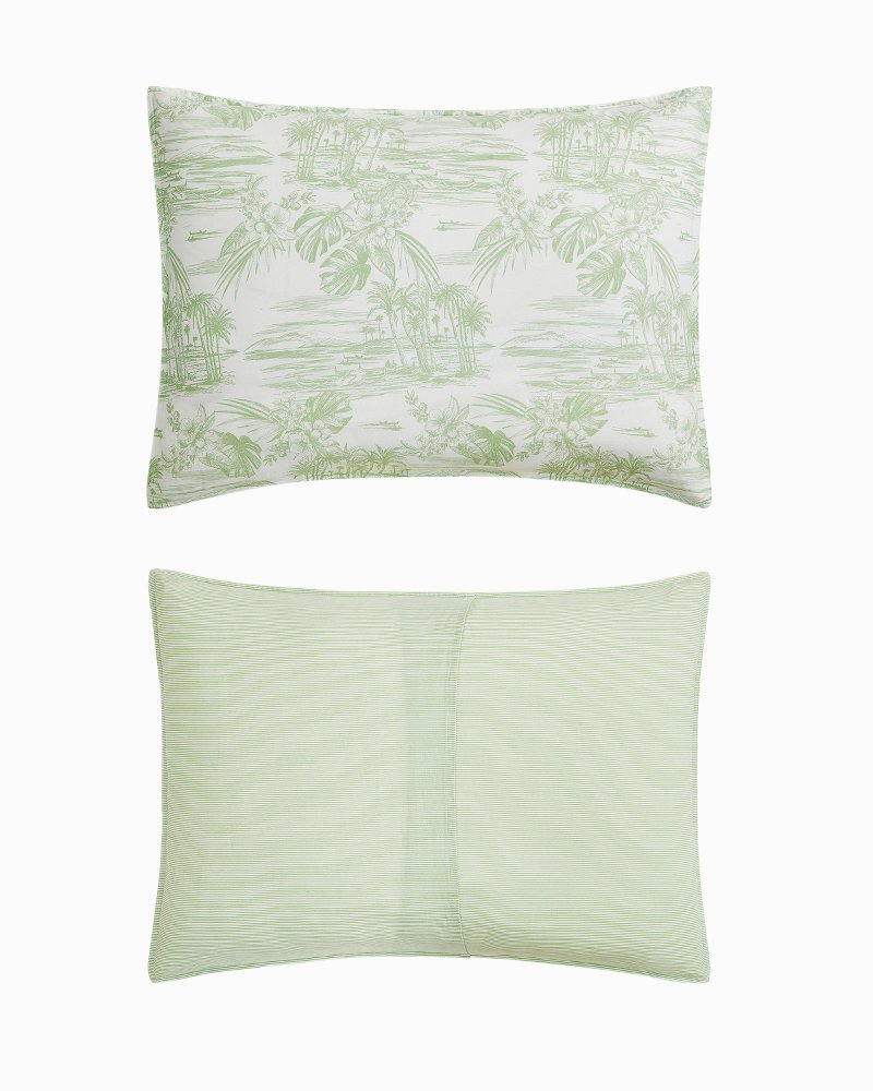 Beach Toile Reversible 3-Piece Full/Queen Comforter Set - Pistachio Green