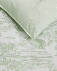 Beach Toile Reversible 3-Piece King Comforter Set - Pistachio Green