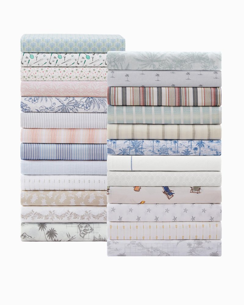 Pickleball Palm 4-Piece King  Sheet Set - White/Pink