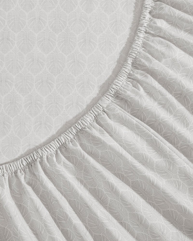 Line Palms 4-Piece King Sheet Set - Stone Grey