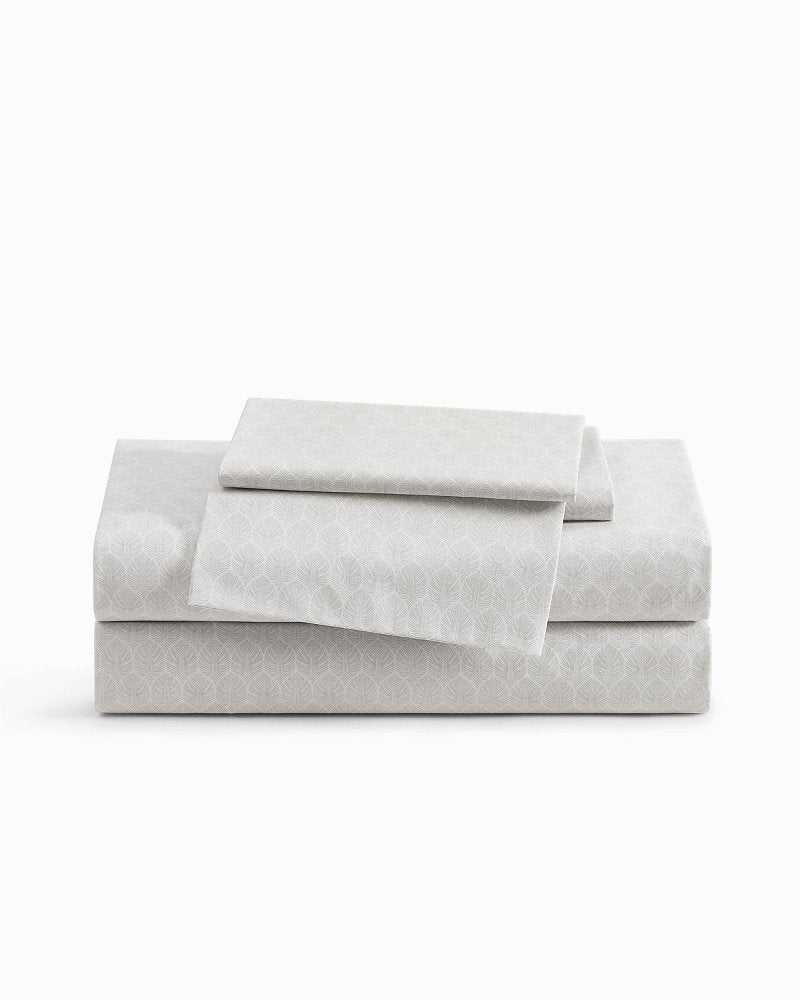 Line Palms 4-Piece King Sheet Set - Stone Grey
