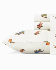 Beach Chairs 3-Piece Twin Sheet Set - White/Blue