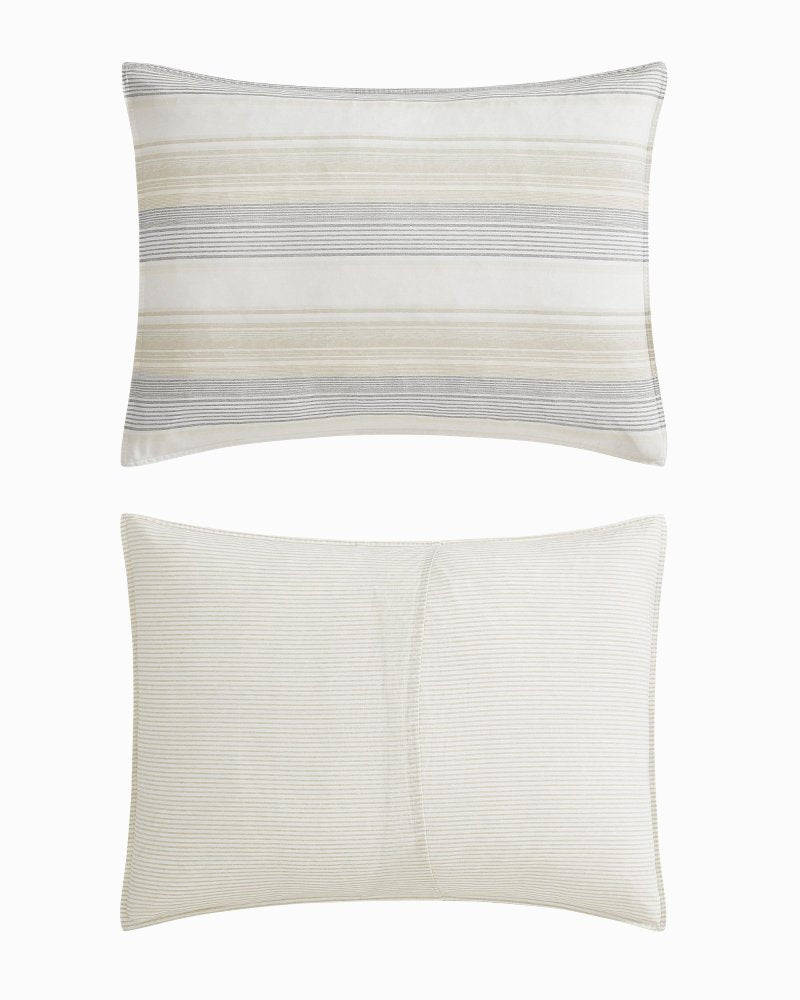 Canal Island Stripe Reversible 3-Piece Full/Queen Comforter Set - Beige/Grey