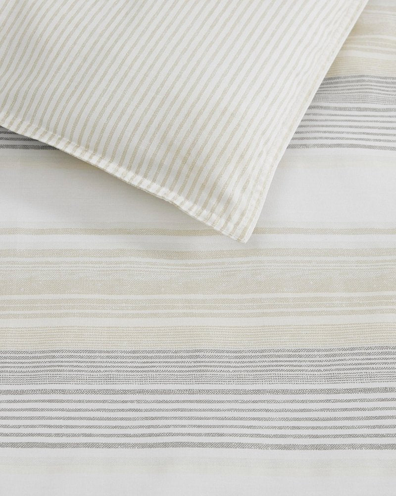 Canal Island Stripe Reversible 3-Piece King Comforter Set - Beige/Grey