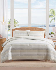 Canal Island Stripe Reversible 3-Piece King Comforter Set - Beige/Grey