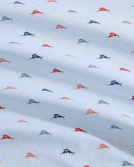 Iconic Marlin 4-Piece Queen Sheet Set - Blue/Red