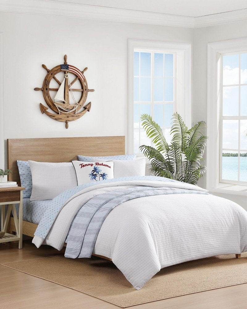 Iconic Marlin 4-Piece King Sheet Set - Blue/Red