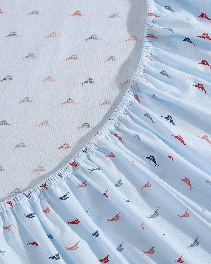Iconic Marlin 4-Piece King Sheet Set - Blue/Red