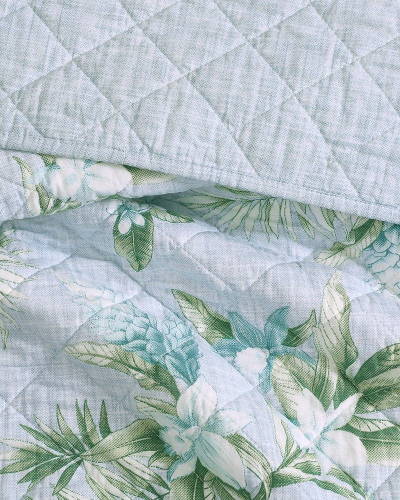 Floral Enchantment Reversible 3-Piece King Quilt Set - Light Blue
