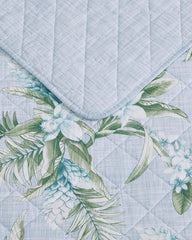 Floral Enchantment Reversible 3-Piece King Quilt Set - Light Blue