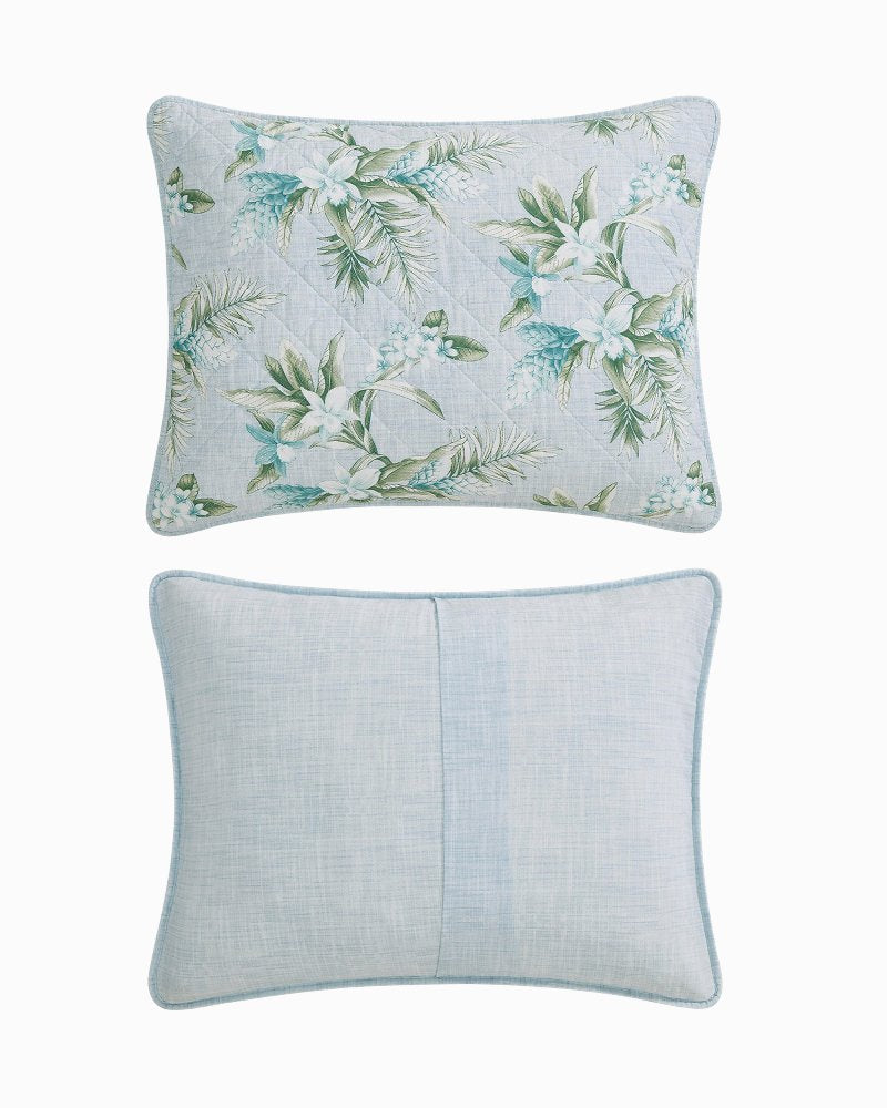 Floral Enchantment Reversible 3-Piece King Quilt Set - Light Blue