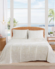 Legacy Fronds 4-Piece King Sheet Set - White/Lt Beige