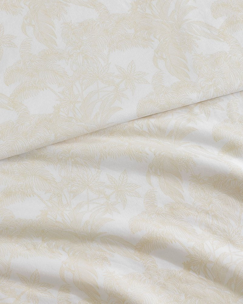Legacy Fronds 4-Piece King Sheet Set - White/Lt Beige
