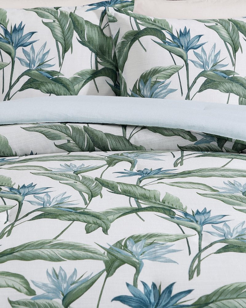 Birds of Paradise Reversible 3-Piece Full/Queen Comforter Set - Blue/Greenblue