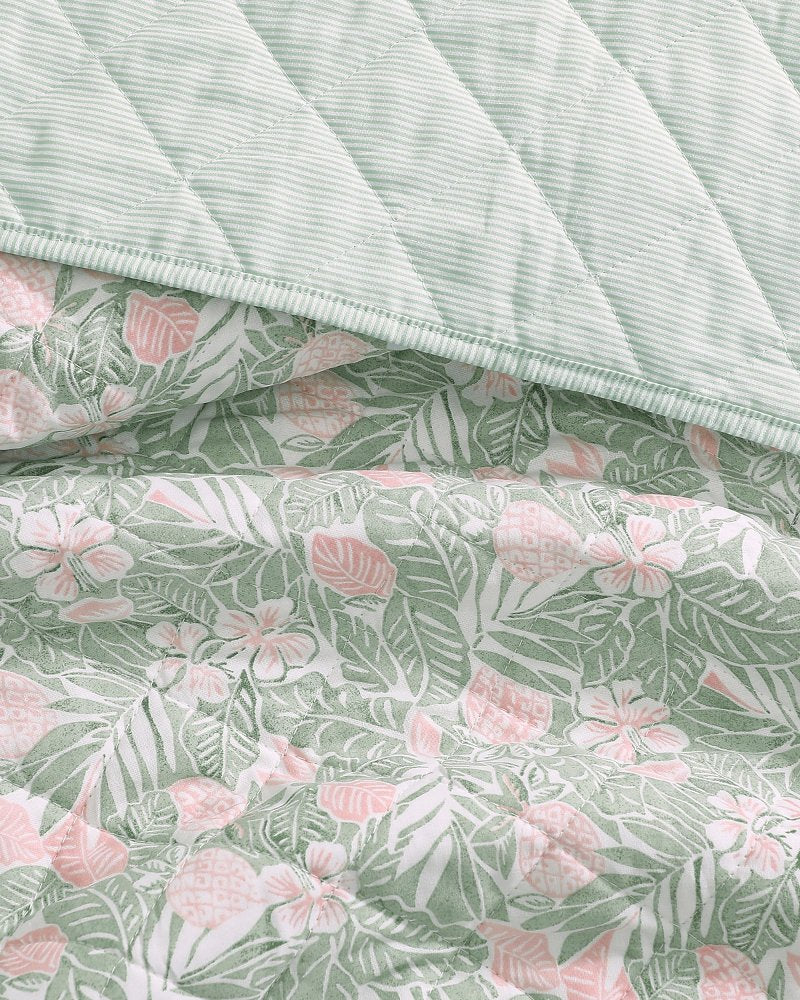 Pineapple Bloom 3-Piece King Quilt Set - Pink/Greenpistachio Green