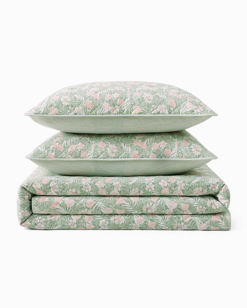 Pineapple Bloom 3-Piece King Quilt Set - Pink/Greenpistachio Green